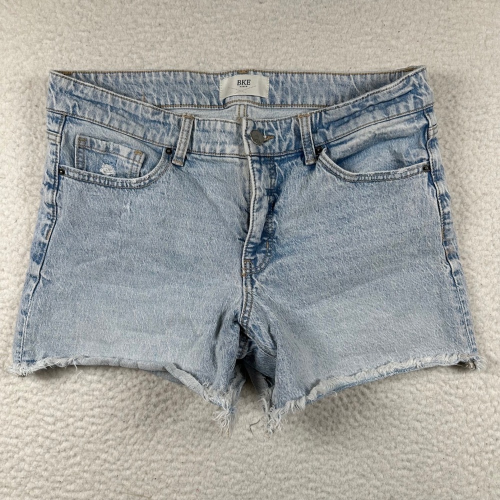 BKE Denim Cut Off Shorts Womens 30 Light Wash High Rise Distressed Festival Boho